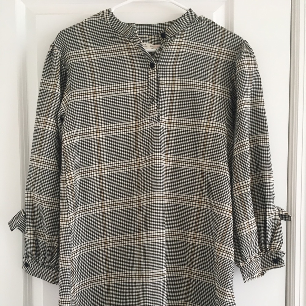 Zara Girls Soft Collection Tie Sleeve Plaid Tunic Dress